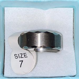 Men’s Silver Tungsten Stainless Steel Ring Size 7